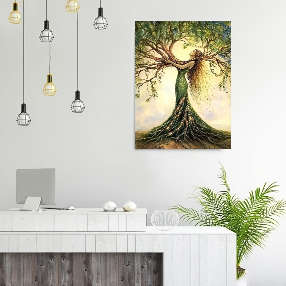 Tree Of Life Art Print, Wooden Framed Nature-Inspired Wall Decor For Living Room, Bedroom, Office, Cafe