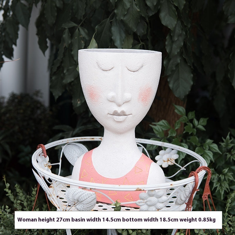 Happy Home Art Portrait Sculpture Flower Pot Balcony Garden Decoration Dried Flower And Flowerpot Ornaments - Prime Warehouse