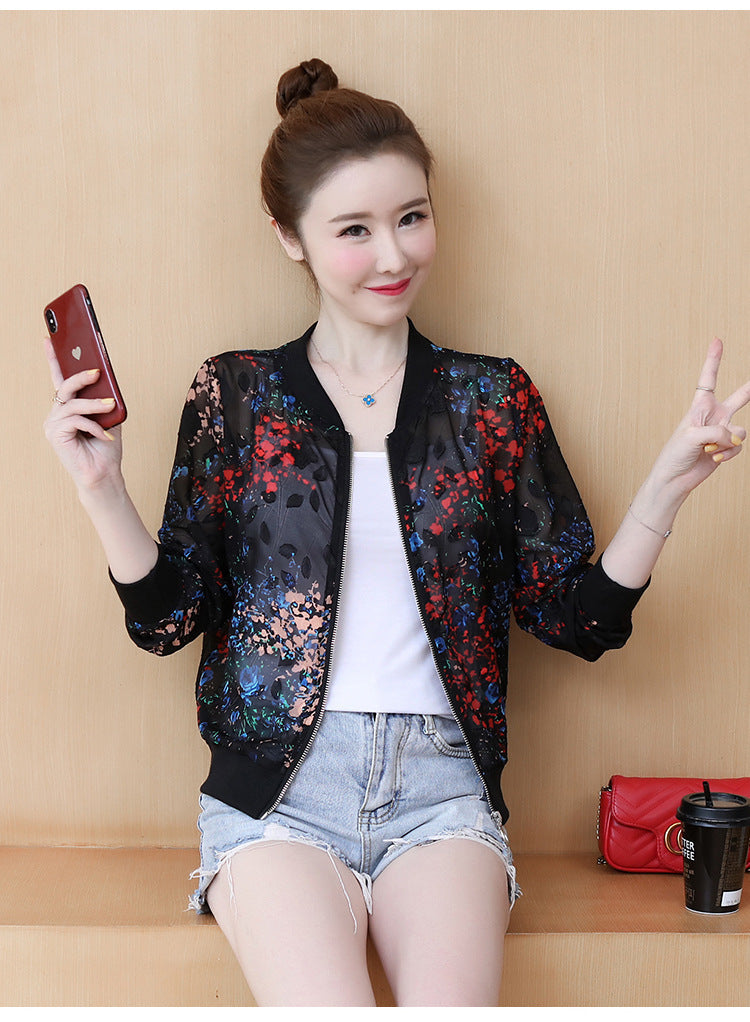 Chiffon long sleeve loose jacket