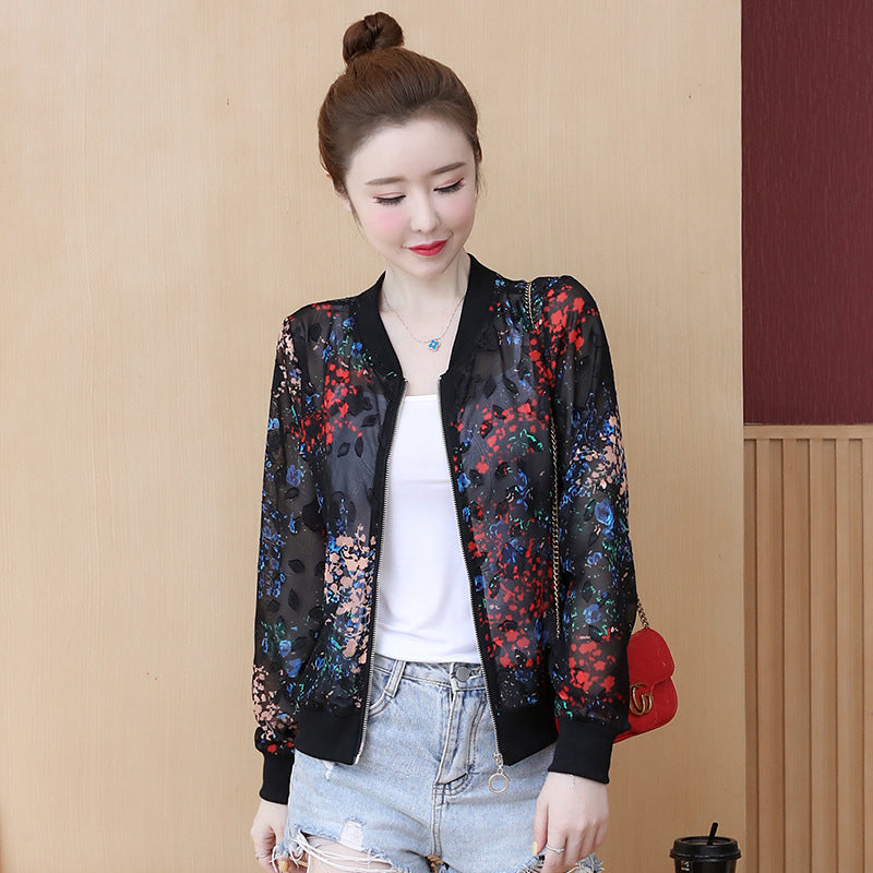 Chiffon long sleeve loose jacket