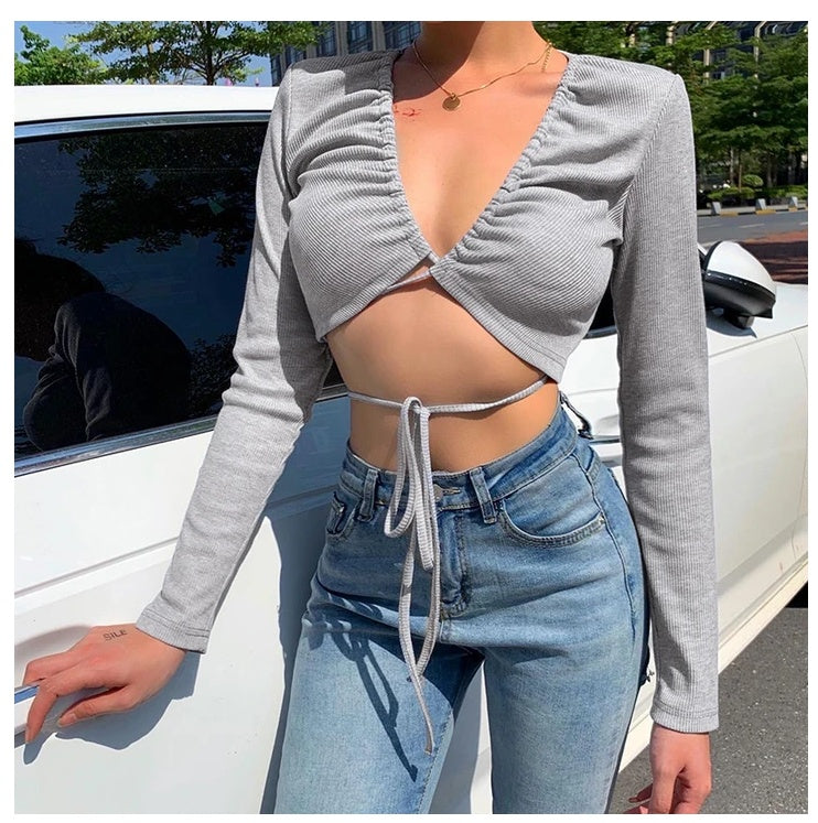 Strapless Crop Top T Shirt Women Sexy Slim-fit Short Coat - Prime Warehouse