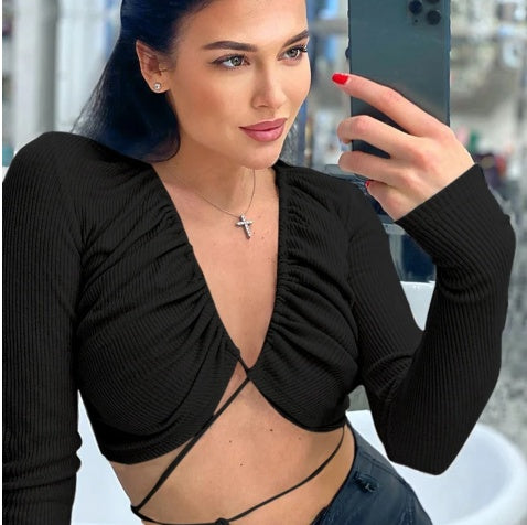 Strapless Crop Top T Shirt Women Sexy Slim-fit Short Coat - Prime Warehouse
