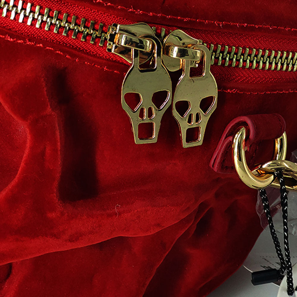 Gothic Velvet Skull Bag 3D Black Zipper Purse Portable Shoulder Tote Goth Hand Bag Skull Bag Motorcycles Bag - Prime Warehouse