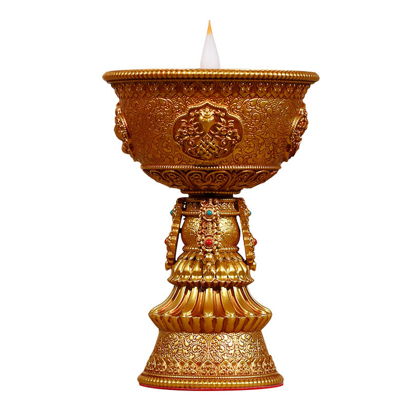 Electronic butter lamp lamp holder, lamp in front of Buddha, LED lamp, Buddha lamp, eight auspicious charging butter lamp, household - Prime Warehouse