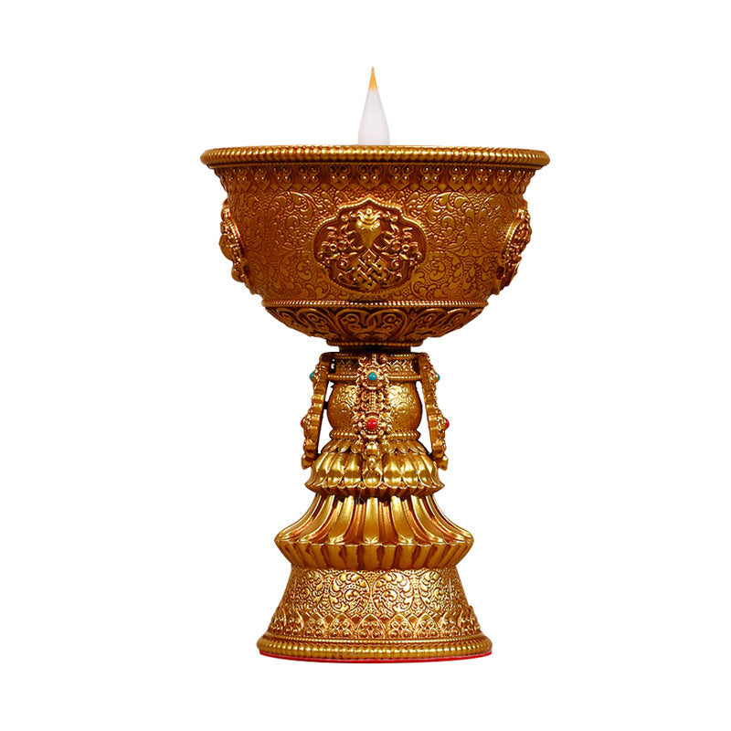 Electronic butter lamp lamp holder, lamp in front of Buddha, LED lamp, Buddha lamp, eight auspicious charging butter lamp, household - Prime Warehouse