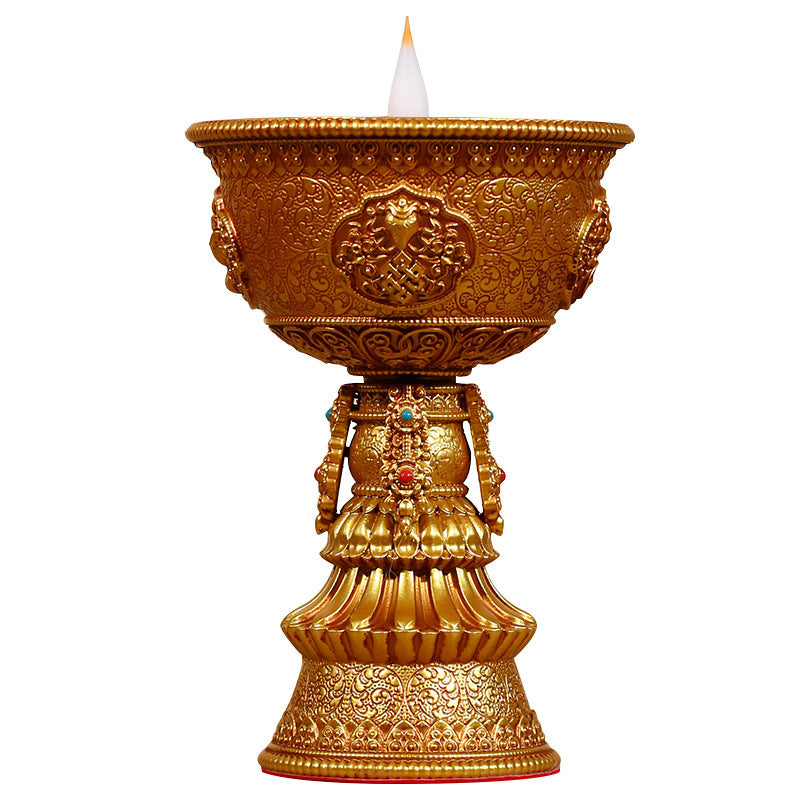 Electronic butter lamp lamp holder, lamp in front of Buddha, LED lamp, Buddha lamp, eight auspicious charging butter lamp, household - Prime Warehouse