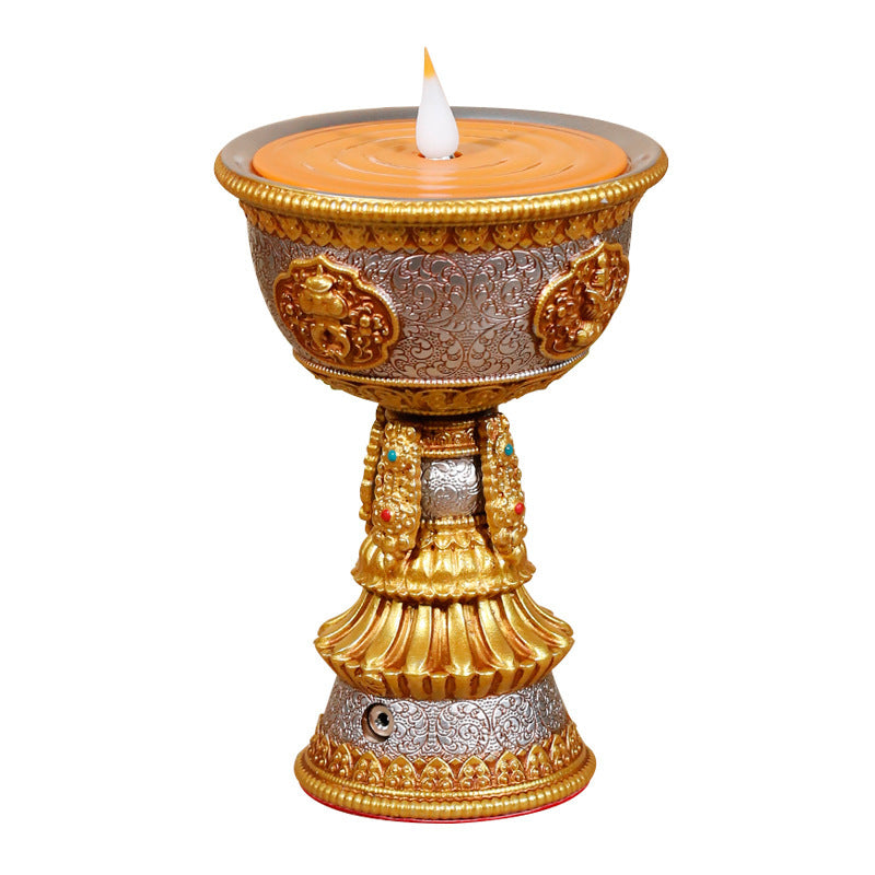 Electronic butter lamp lamp holder, lamp in front of Buddha, LED lamp, Buddha lamp, eight auspicious charging butter lamp, household - Prime Warehouse