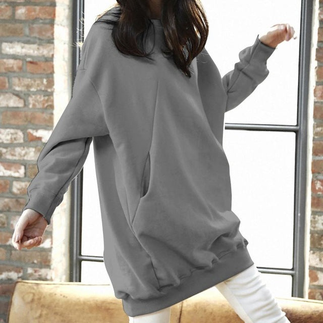 Women Casual Solid Sweatshirts Plus Size Tops Autumn - Prime Warehouse