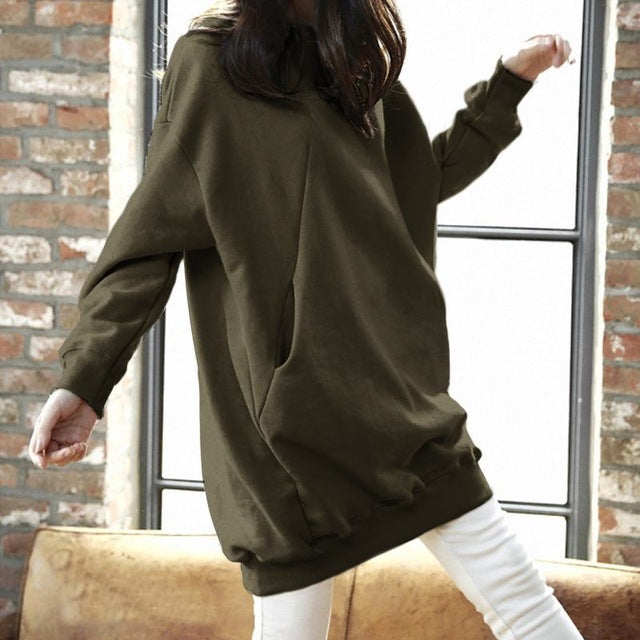 Women Casual Solid Sweatshirts Plus Size Tops Autumn - Prime Warehouse