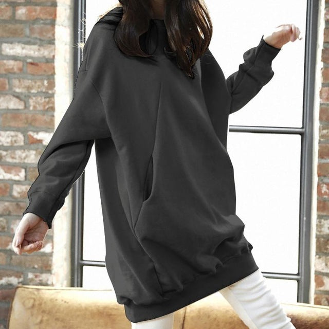 Women Casual Solid Sweatshirts Plus Size Tops Autumn - Prime Warehouse