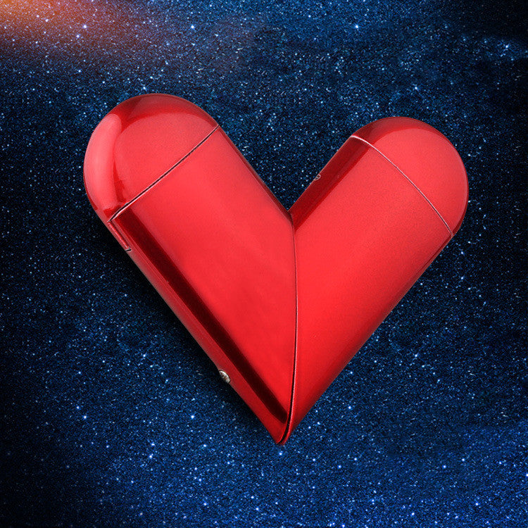 Heart Shape Gas-Electric Folding Lighter USB Electronic Charging Plasma Lighter Flame Butane Gas Lighter Gadgets For Lover - Prime Warehouse
