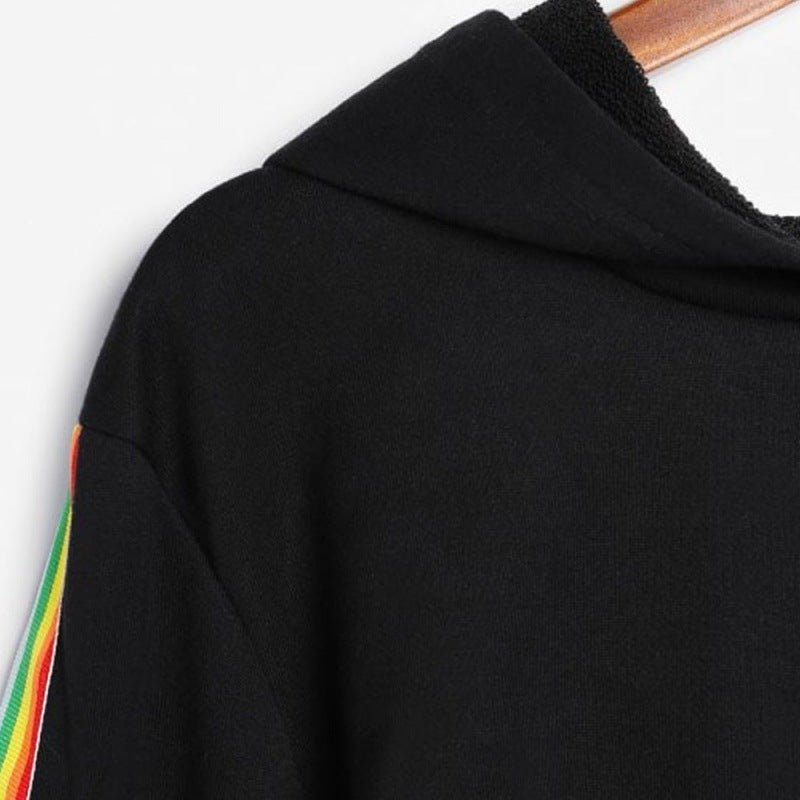 Sweatshirts Female Hoodie Rainbow Striped Crop Sweatshirt Ho - Prime Warehouse
