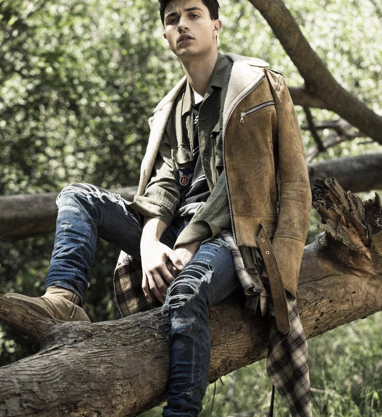 Shredded jeans, slim feet, jeans, motorcycle, men's trousers - Prime Warehouse