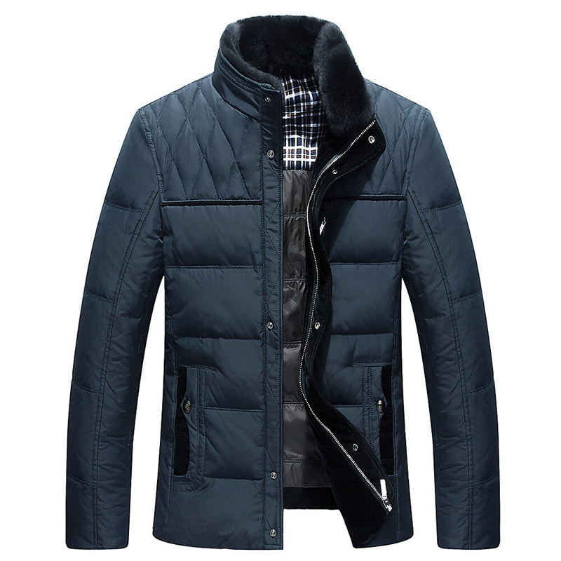 Men's Casual Stylish Fur Collar Down Jacket
