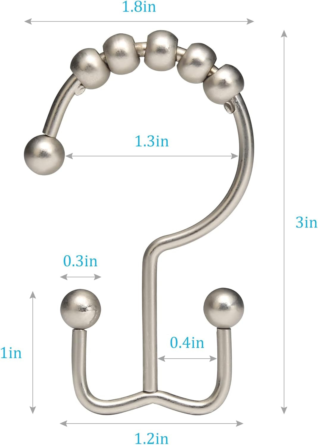 Shower Curtain Rings, Shower Curtain Hooks, Rust-Resistant Metal Shower Hooks for Curtain, Double Glide Shower Curtain Hooks for Bathroom Shower Curtain & Shower Liner, Set of 12, Matte Nickel…