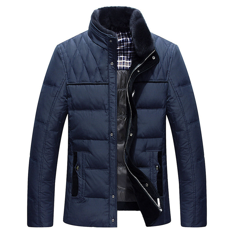 Men's Casual Stylish Fur Collar Down Jacket