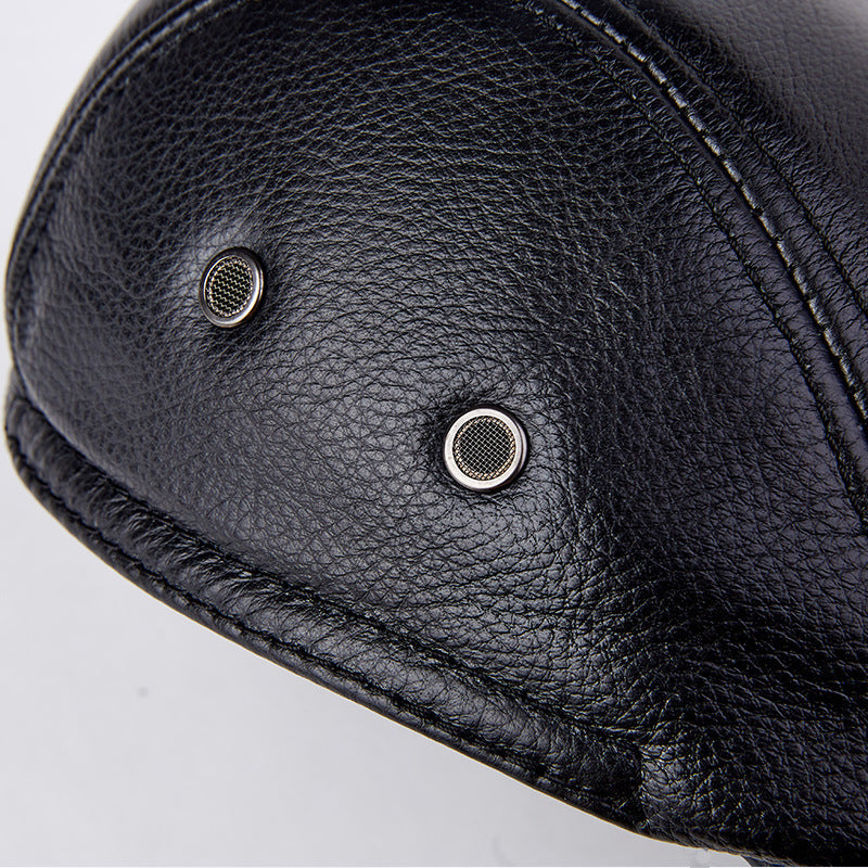Men Genuine Cowhide With Ear Flaps Beret Hats - Prime Warehouse