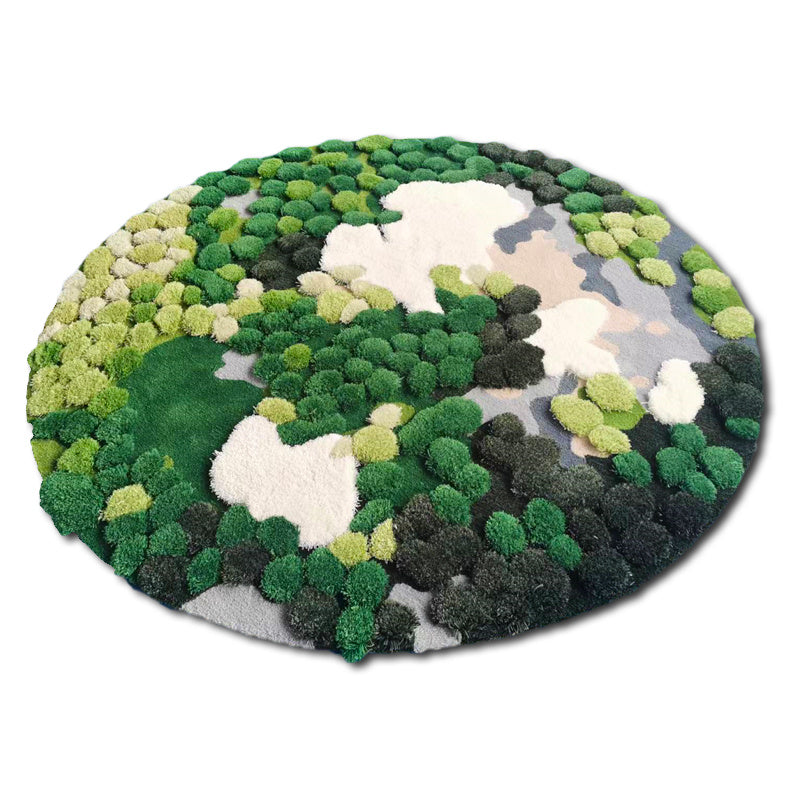 Round Moss Forest Living Room Bedroom Bed Wool Carpet - Prime Warehouse
