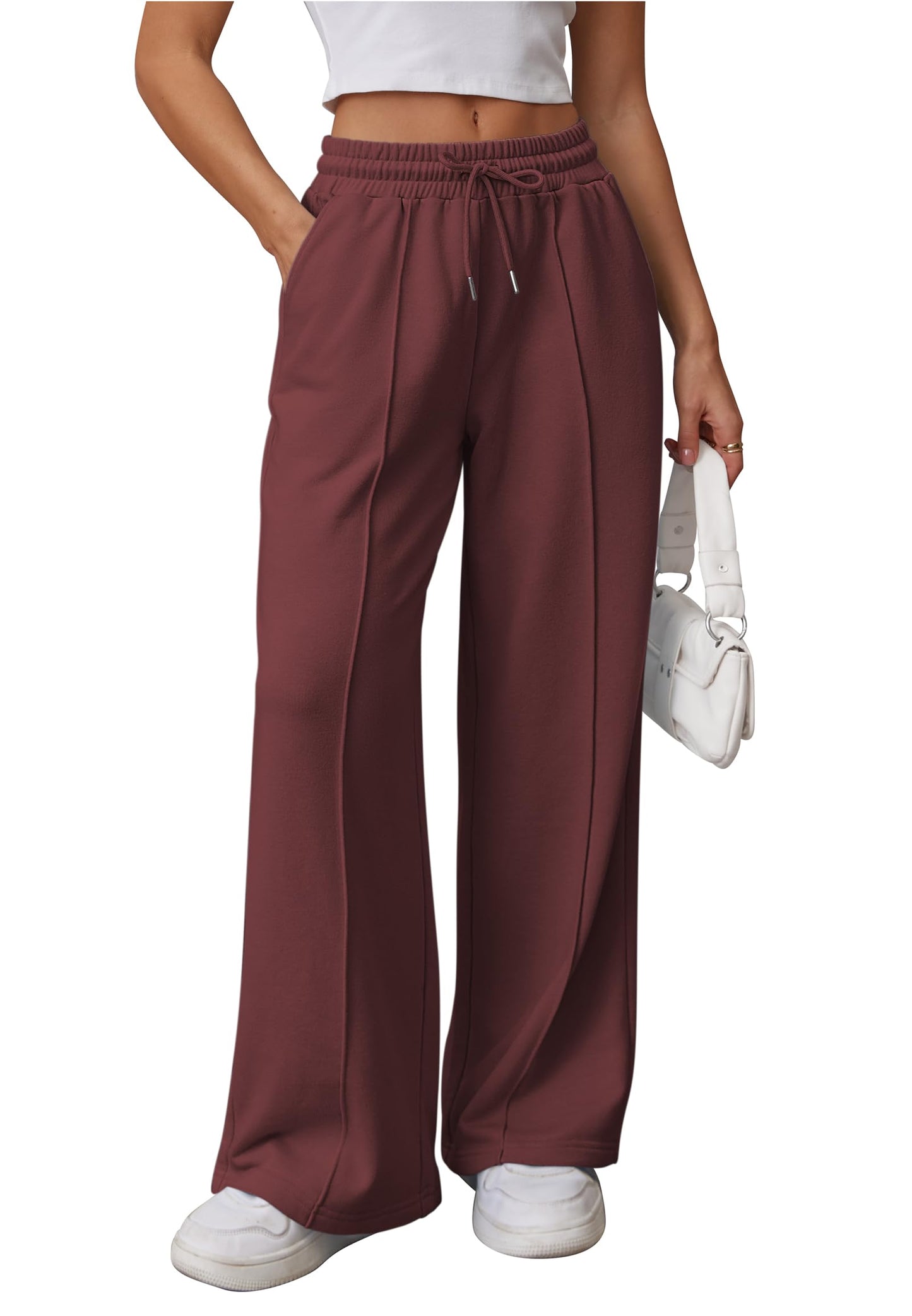 ATHMILE Womens Wide Leg Sweatpants High Waisted Baggy Pants Fashion Teen Girl Drawstring Athletic Joggers