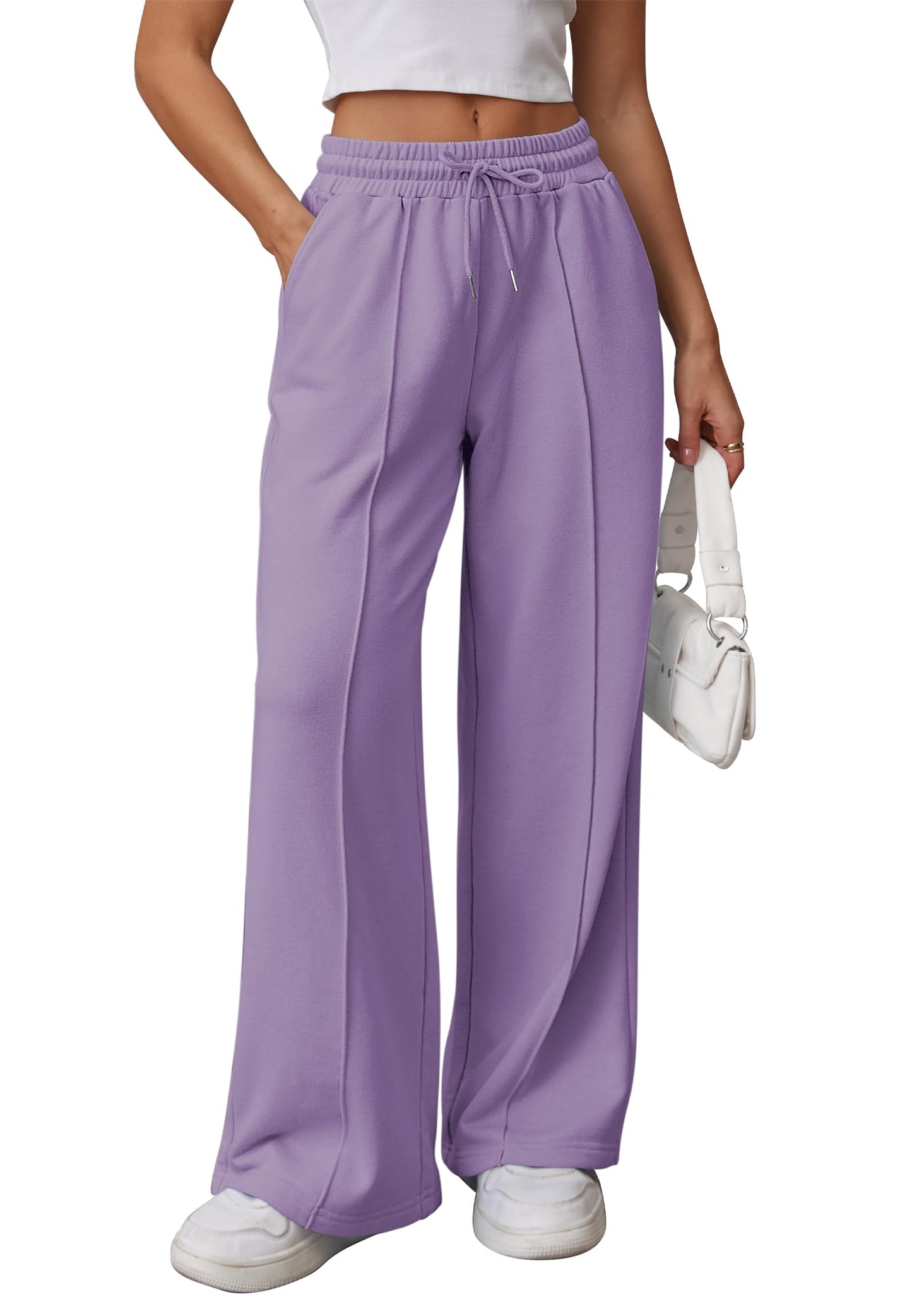 ATHMILE Womens Wide Leg Sweatpants High Waisted Baggy Pants Fashion Teen Girl Drawstring Athletic Joggers