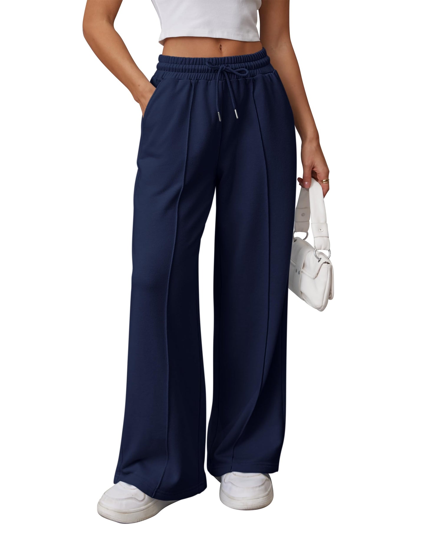 ATHMILE Womens Wide Leg Sweatpants High Waisted Baggy Pants Fashion Teen Girl Drawstring Athletic Joggers