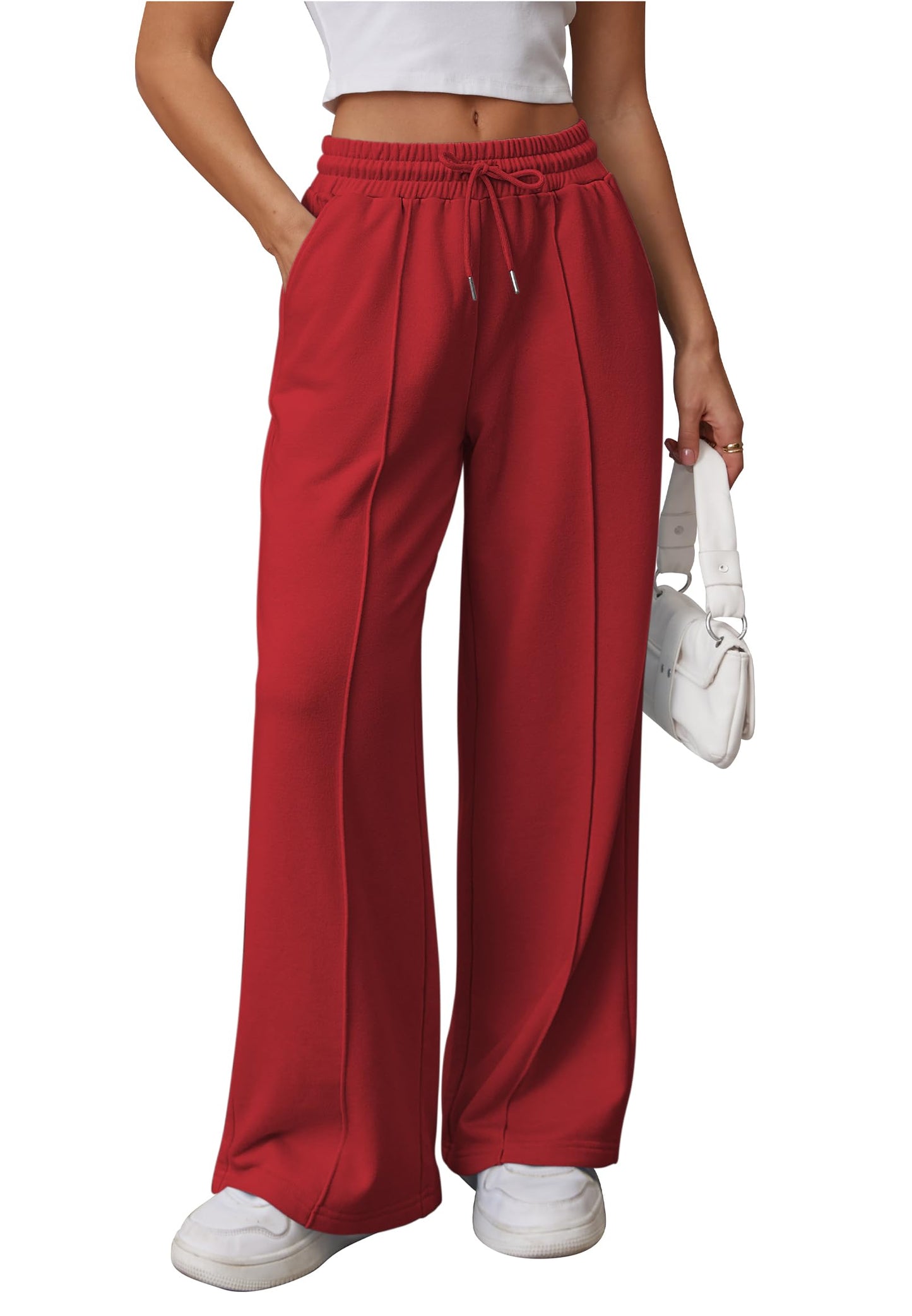 ATHMILE Womens Wide Leg Sweatpants High Waisted Baggy Pants Fashion Teen Girl Drawstring Athletic Joggers