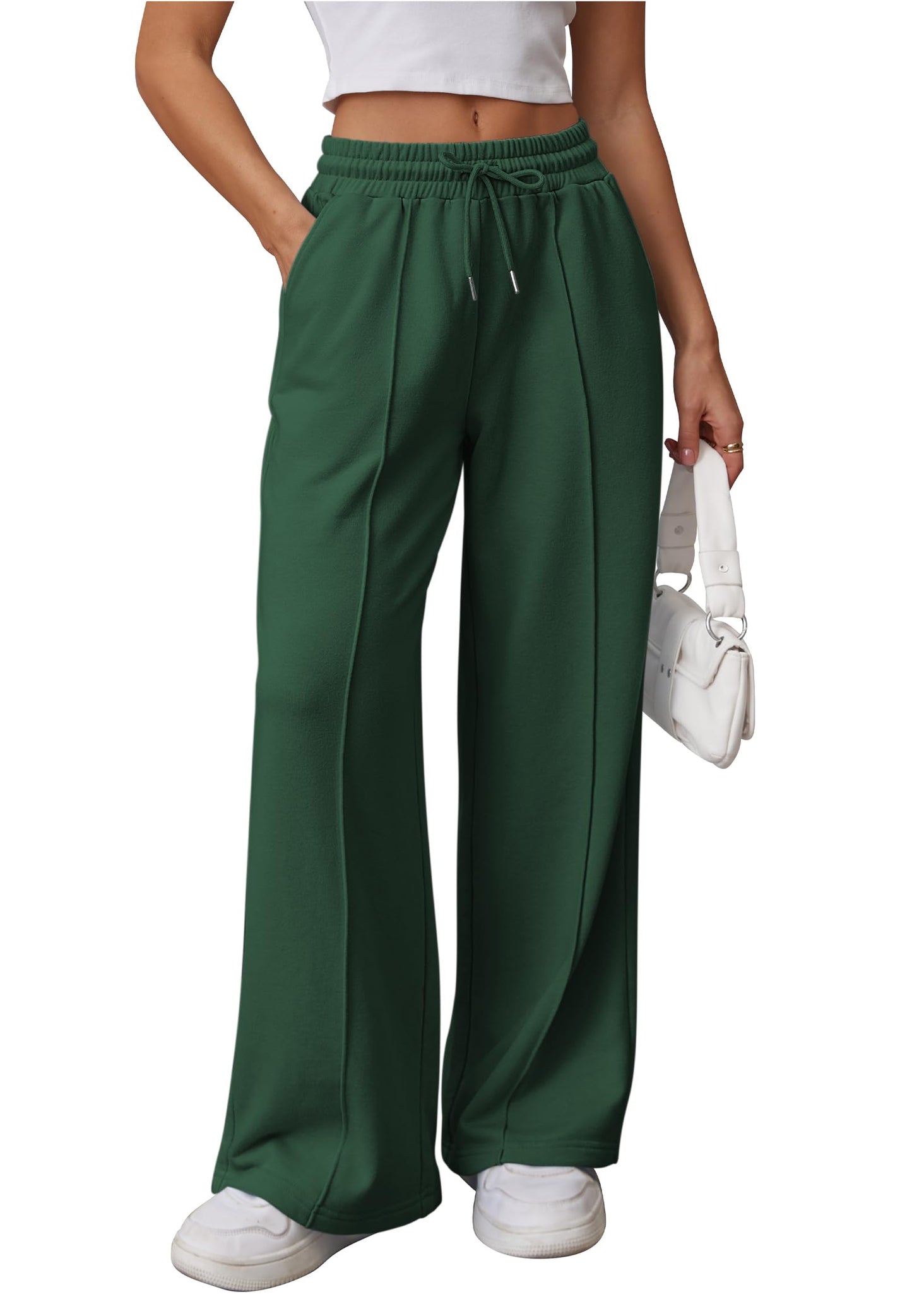 ATHMILE Womens Wide Leg Sweatpants High Waisted Baggy Pants Fashion Teen Girl Drawstring Athletic Joggers