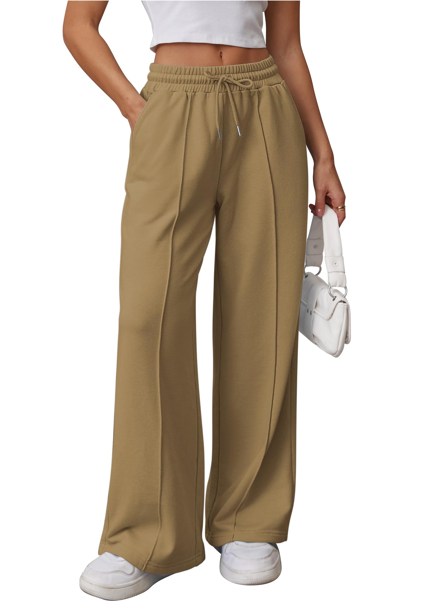 ATHMILE Womens Wide Leg Sweatpants High Waisted Baggy Pants Fashion Teen Girl Drawstring Athletic Joggers