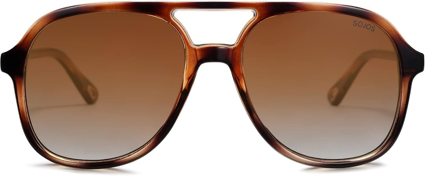 SOJOS Retro Polarized Aviator Sunglasses Womens Mens Classic 70s Vintage Trendy Square Aviators SJ2174