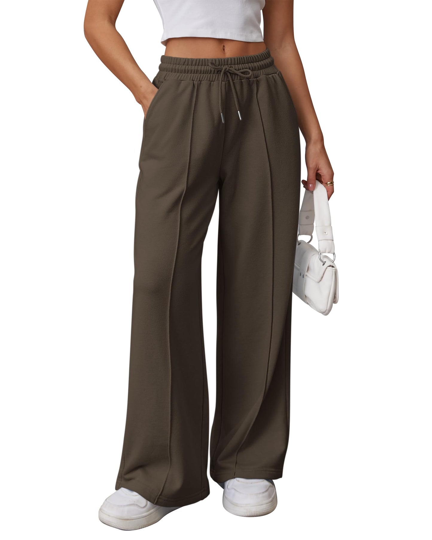 ATHMILE Womens Wide Leg Sweatpants High Waisted Baggy Pants Fashion Teen Girl Drawstring Athletic Joggers