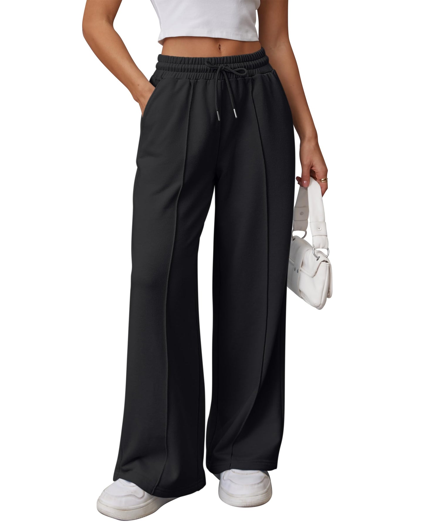 ATHMILE Womens Wide Leg Sweatpants High Waisted Baggy Pants Fashion Teen Girl Drawstring Athletic Joggers