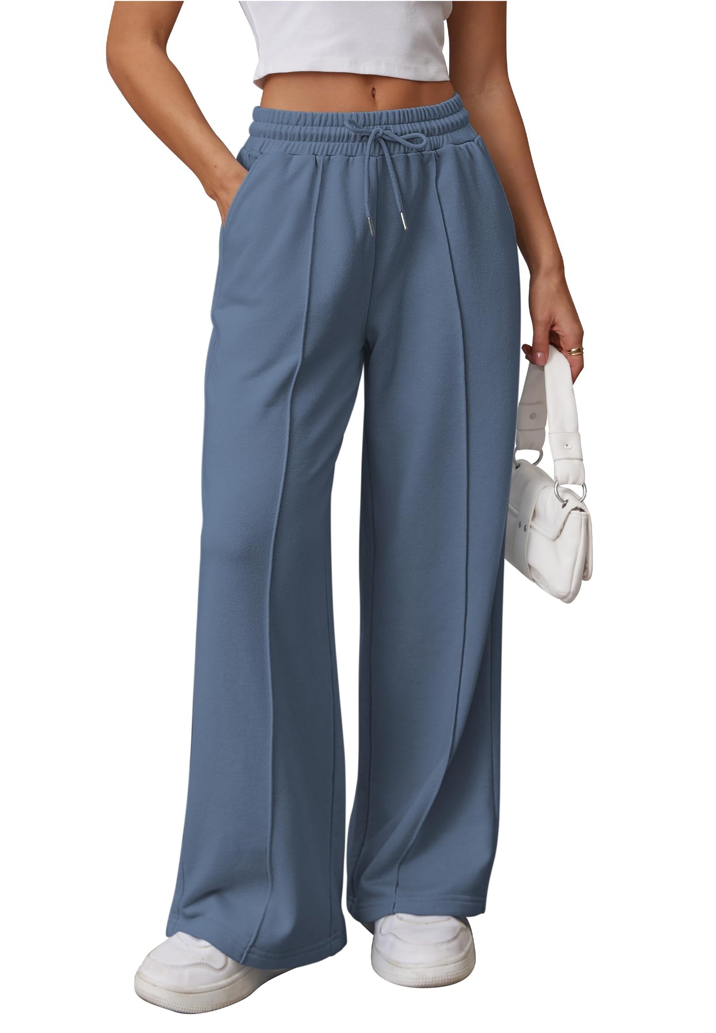 ATHMILE Womens Wide Leg Sweatpants High Waisted Baggy Pants Fashion Teen Girl Drawstring Athletic Joggers