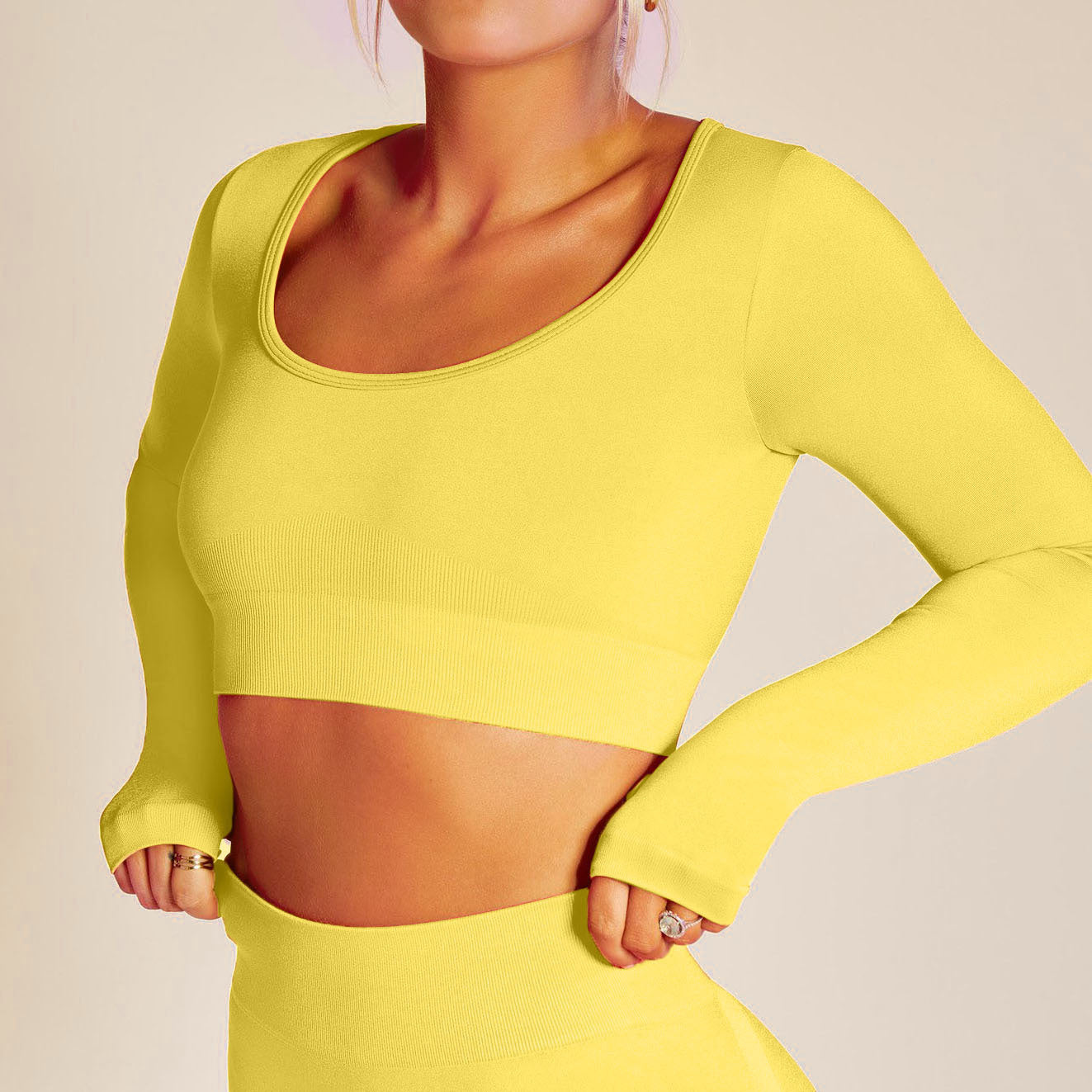 Seamless Yoga Wear Women's Sports Fitness Wear Long Sleeves - Prime Warehouse
