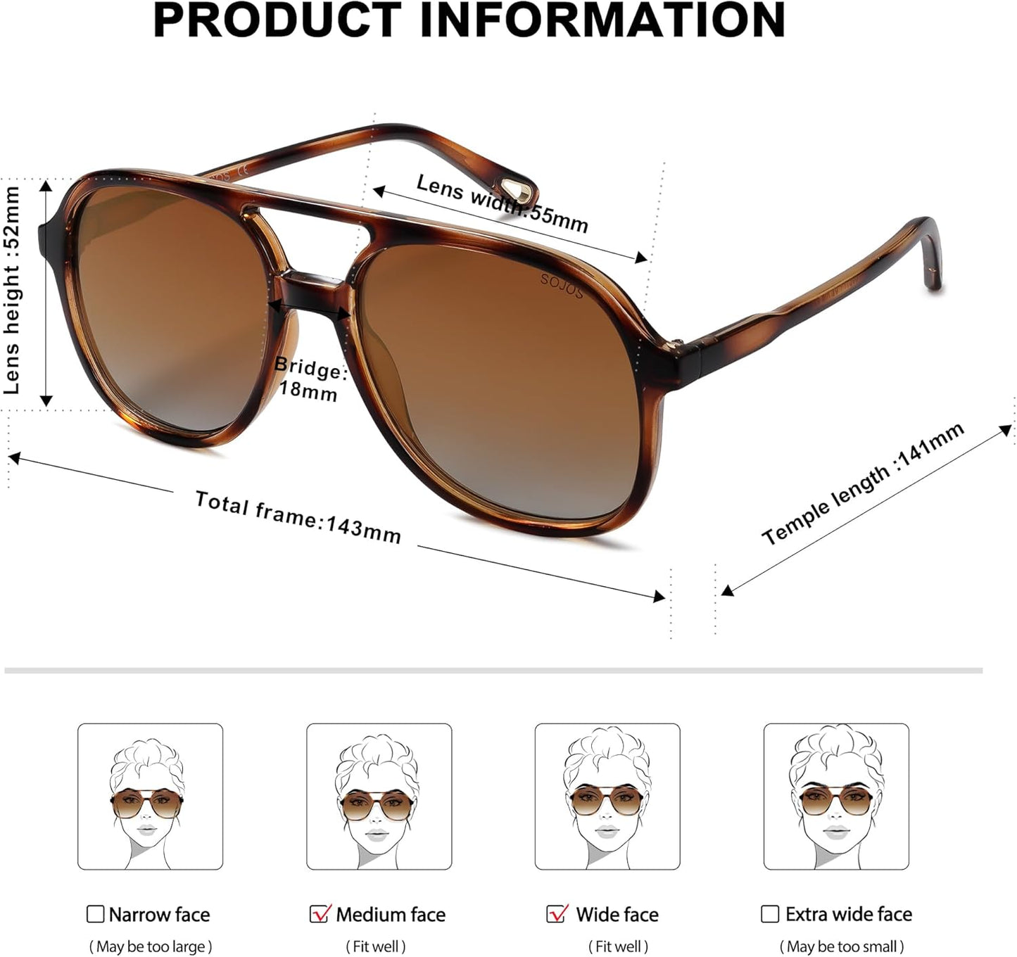 SOJOS Retro Polarized Aviator Sunglasses Womens Mens Classic 70s Vintage Trendy Square Aviators SJ2174