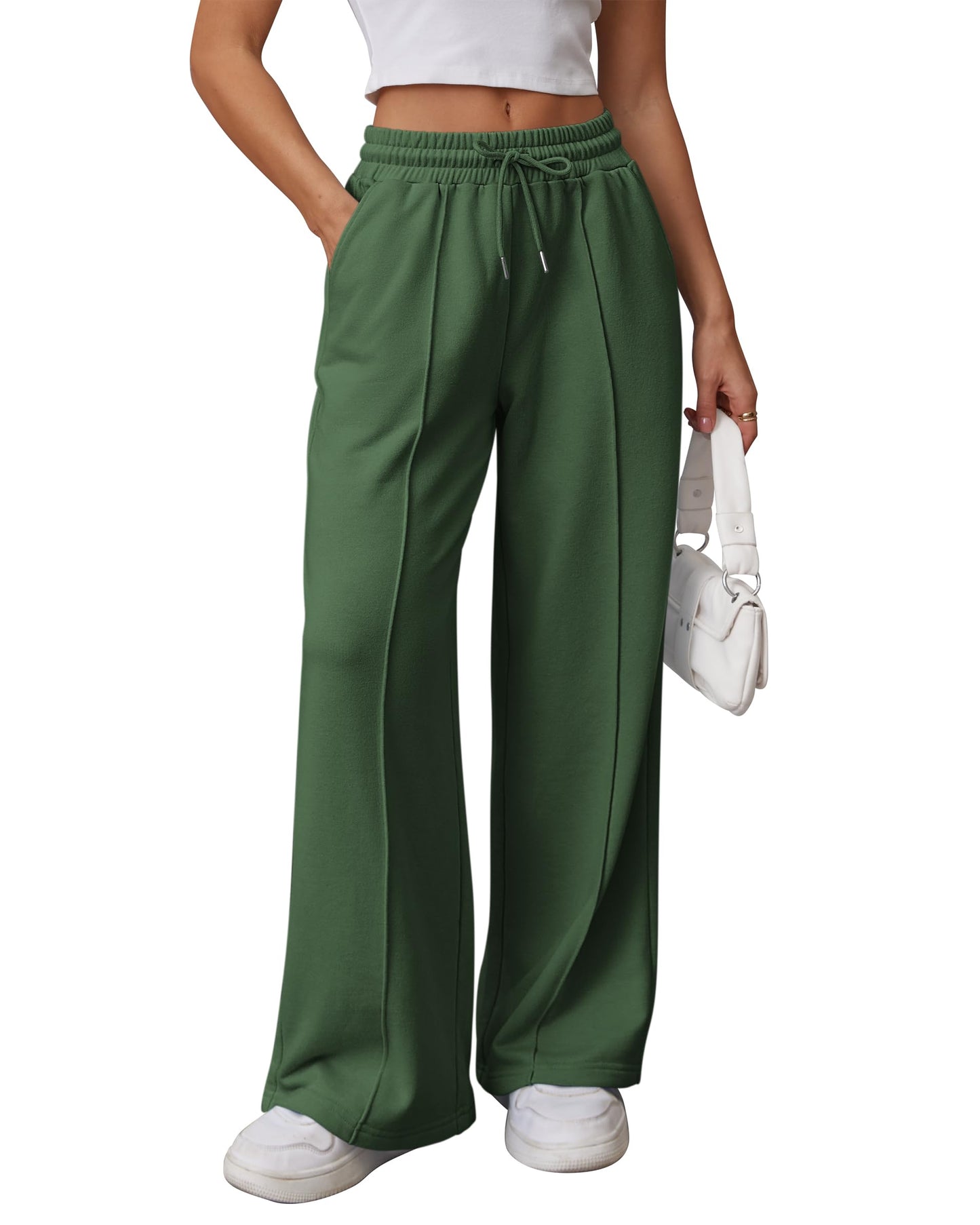 ATHMILE Womens Wide Leg Sweatpants High Waisted Baggy Pants Fashion Teen Girl Drawstring Athletic Joggers