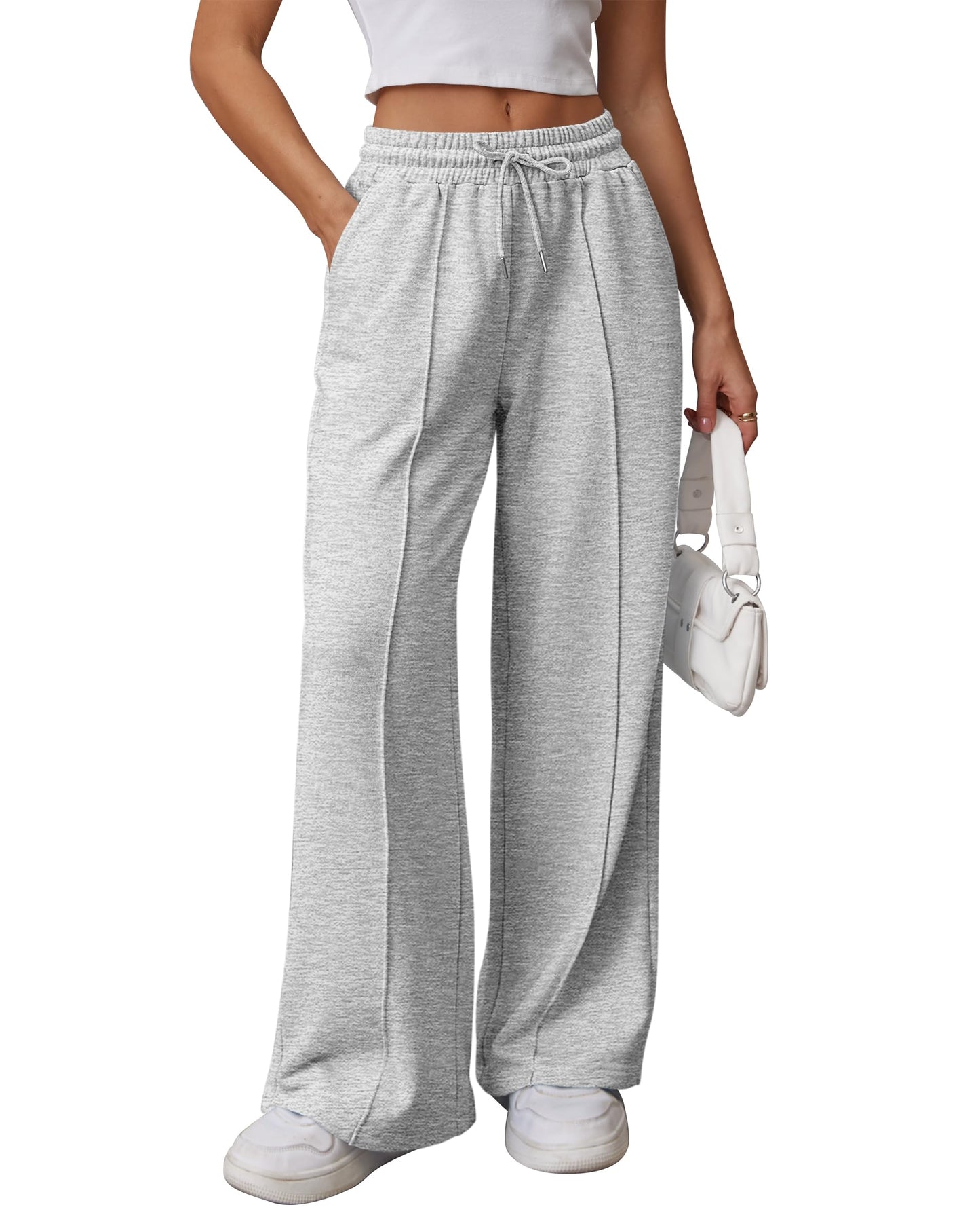 ATHMILE Womens Wide Leg Sweatpants High Waisted Baggy Pants Fashion Teen Girl Drawstring Athletic Joggers