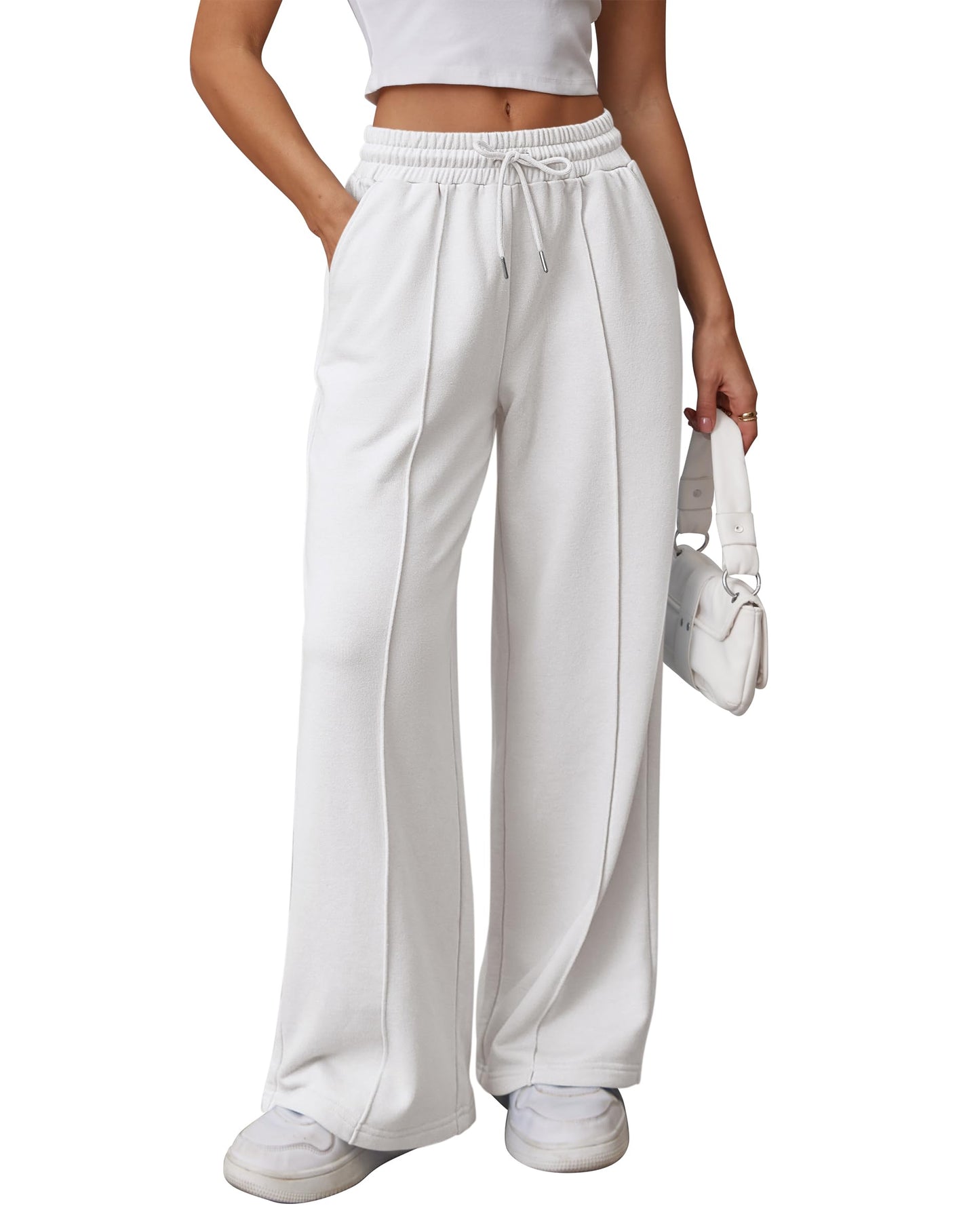 ATHMILE Womens Wide Leg Sweatpants High Waisted Baggy Pants Fashion Teen Girl Drawstring Athletic Joggers