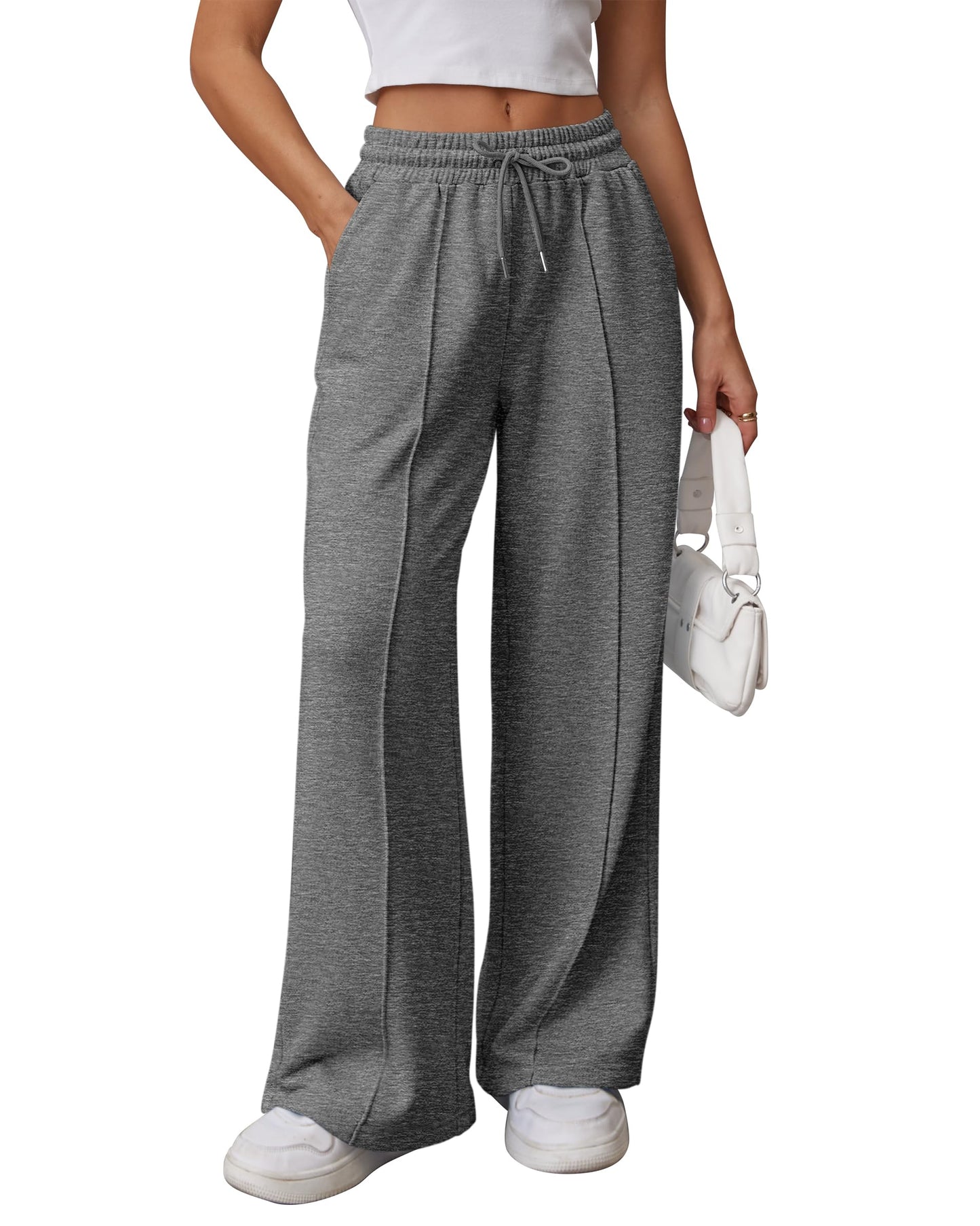 ATHMILE Womens Wide Leg Sweatpants High Waisted Baggy Pants Fashion Teen Girl Drawstring Athletic Joggers