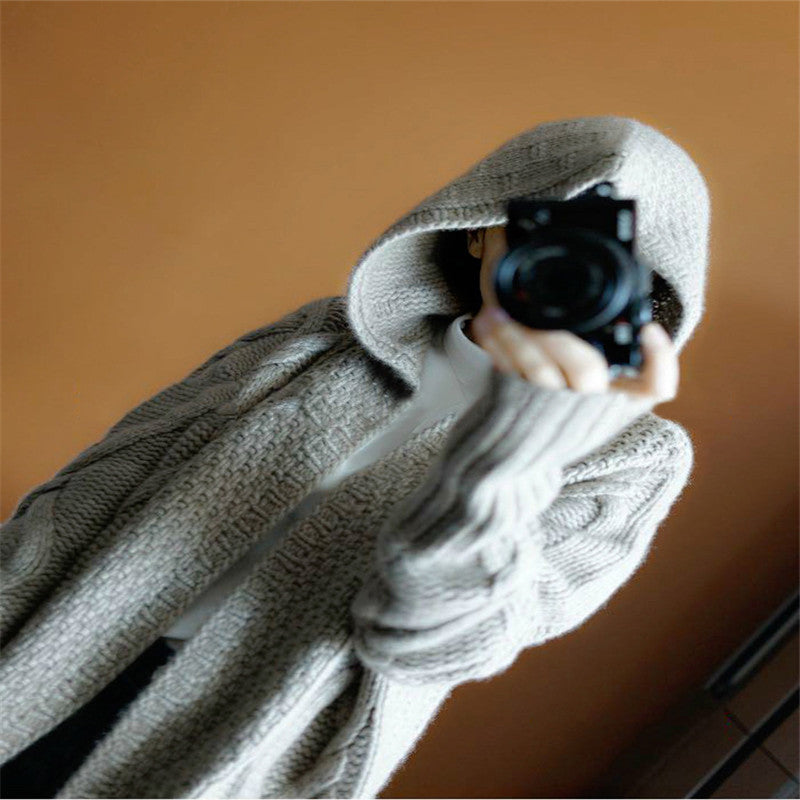 Loose wool hoodie