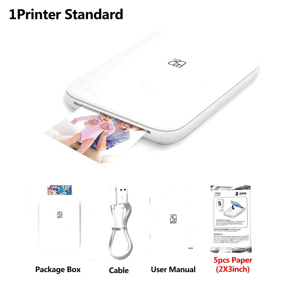 MT53 Portable Color Photo Printer for Mobile Phones - 2x3" Sticky-Backed Paper, Wi-Fi & Bluetooth Connectivity
