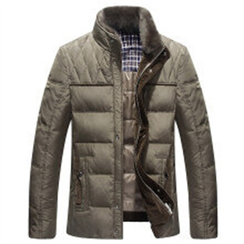 Men's Casual Stylish Fur Collar Down Jacket