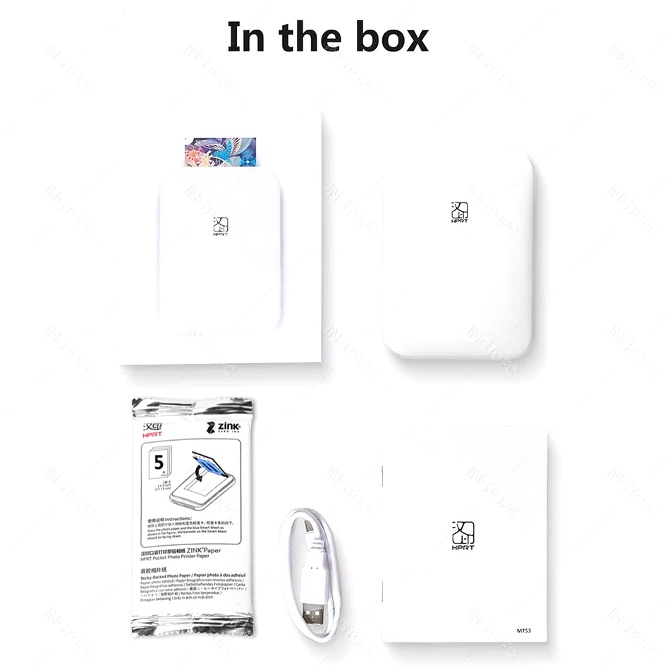 MT53 Portable Color Photo Printer for Mobile Phones - 2x3" Sticky-Backed Paper, Wi-Fi & Bluetooth Connectivity