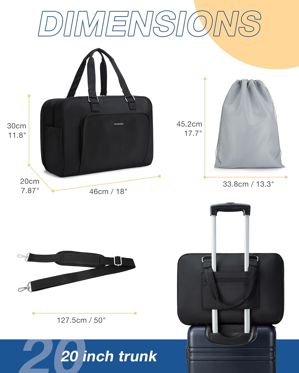 Overnight Weeked Travel Bag Personal Items Bag with Shoe Bag