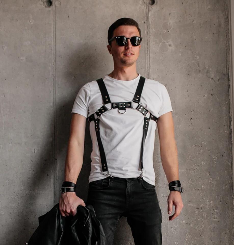 Men's Leather Shapewear PU Suspenders