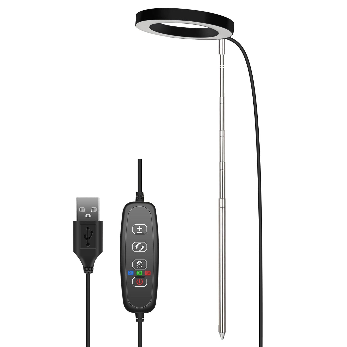 1Pc Plant Grow Light LED Full Spectrum Circle Growing Lamp With 3-9-12Hours Auto Timer Setting Height Adjustable For Indoor Plants
