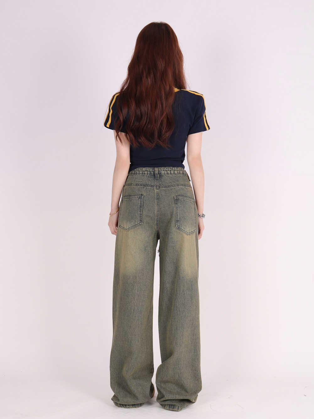 Retro Tattered Jeans Pants Love Wide Leg Jeans - Prime Warehouse
