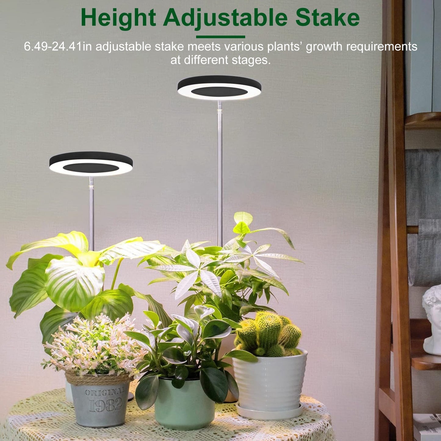 1Pc Plant Grow Light LED Full Spectrum Circle Growing Lamp With 3-9-12Hours Auto Timer Setting Height Adjustable For Indoor Plants
