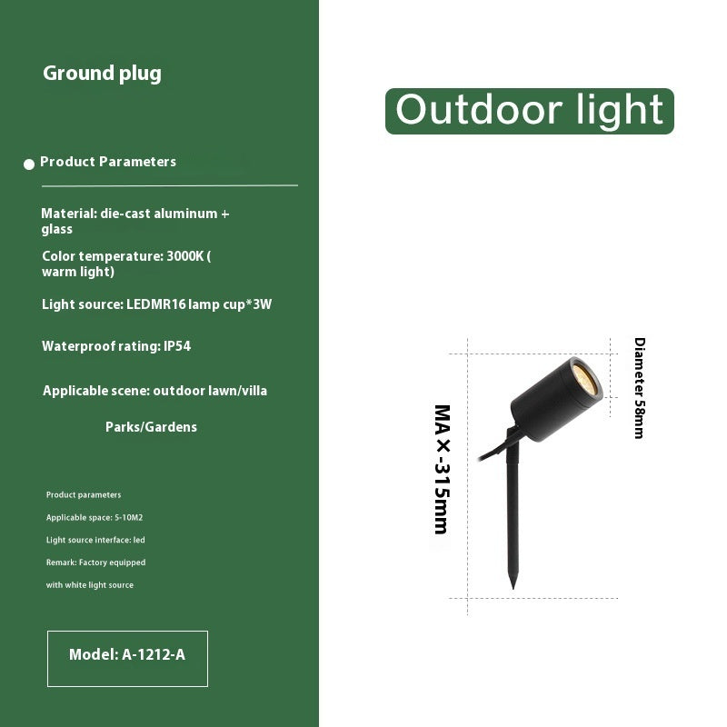 Outdoor Aluminum Ground Lamp Led Courtyard Lawn Lamp