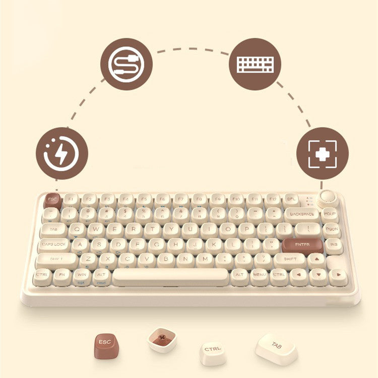 Office Fashion Tri-mode Wireless Bluetooth Mechanical Keyboard