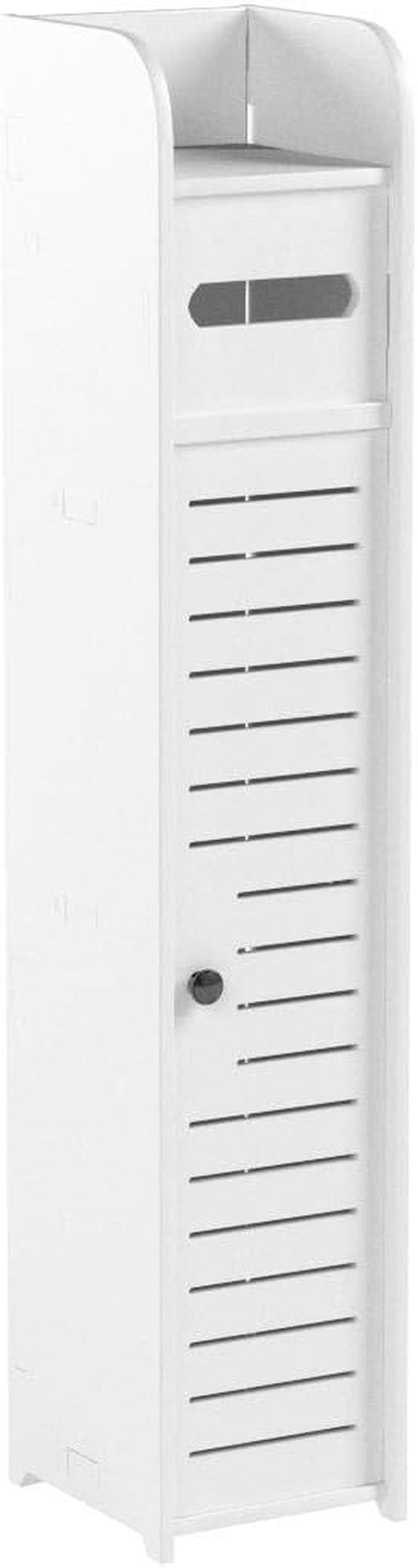 Toilet Paper Holder Stand: Small Bathroom Storage Cabinet for Small Spaces,White